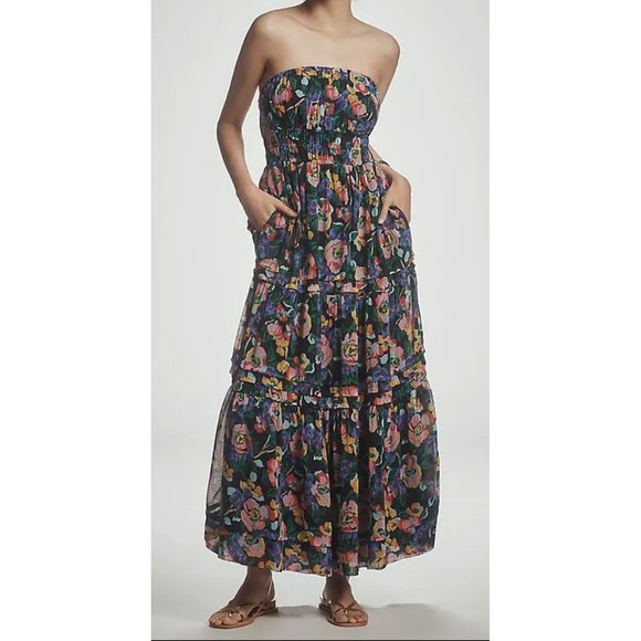 Anthropologie Somerset Strapless Maxi Dress Floral Size M NWT - Picture 7 of 7
